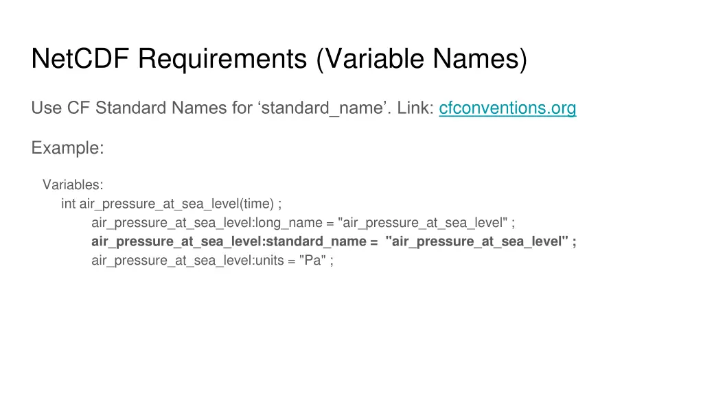 netcdf requirements variable names