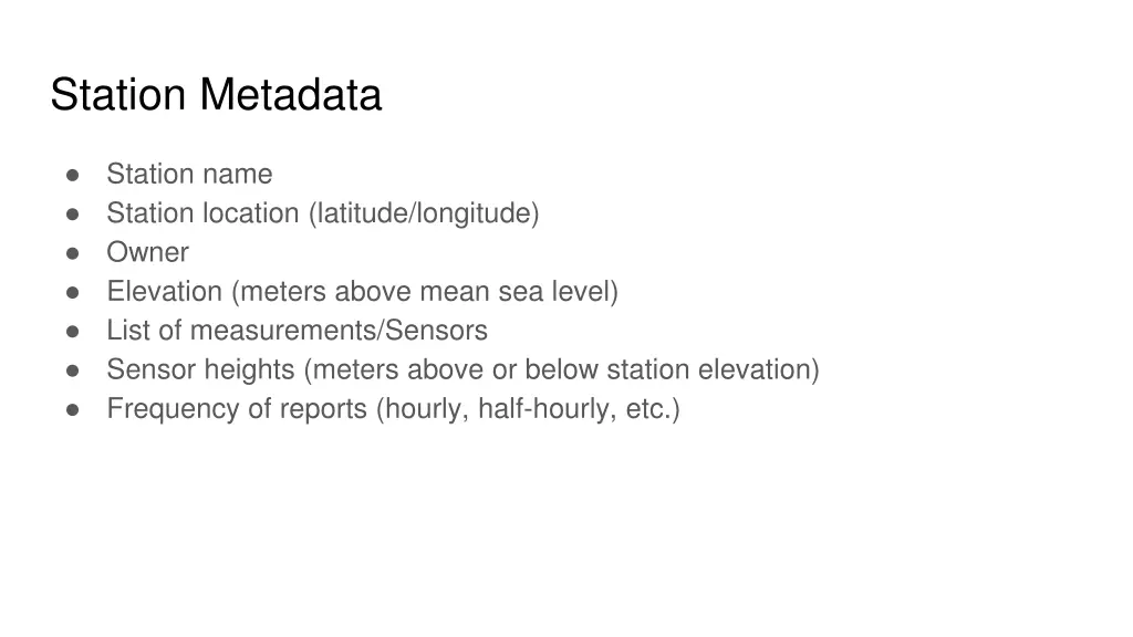 station metadata