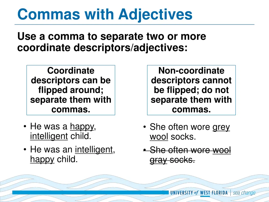 commas with adjectives