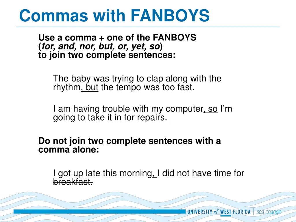 commas with fanboys