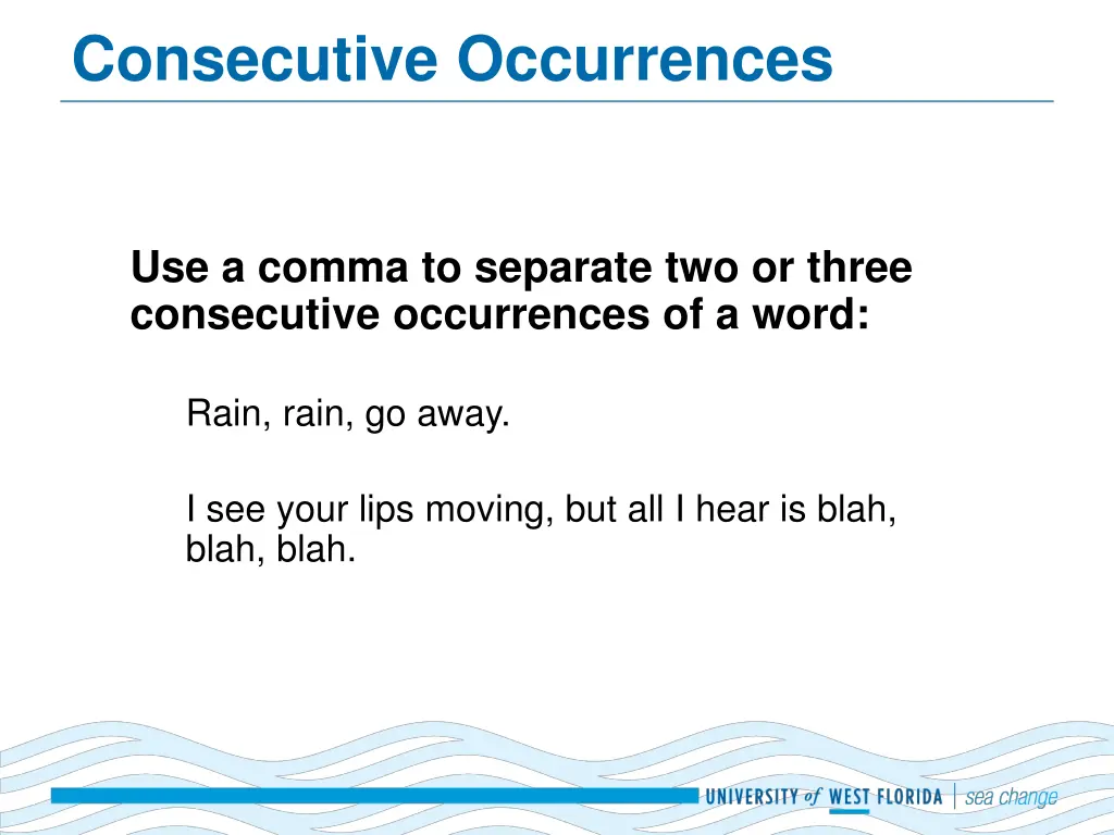 consecutive occurrences