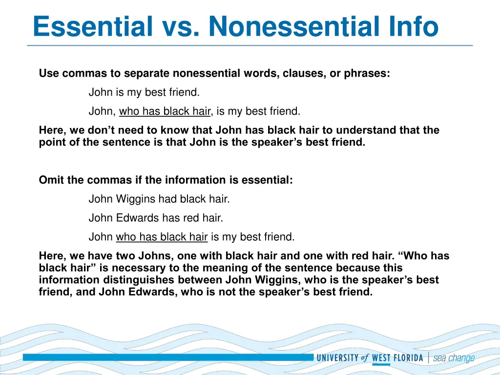 essential vs nonessential info