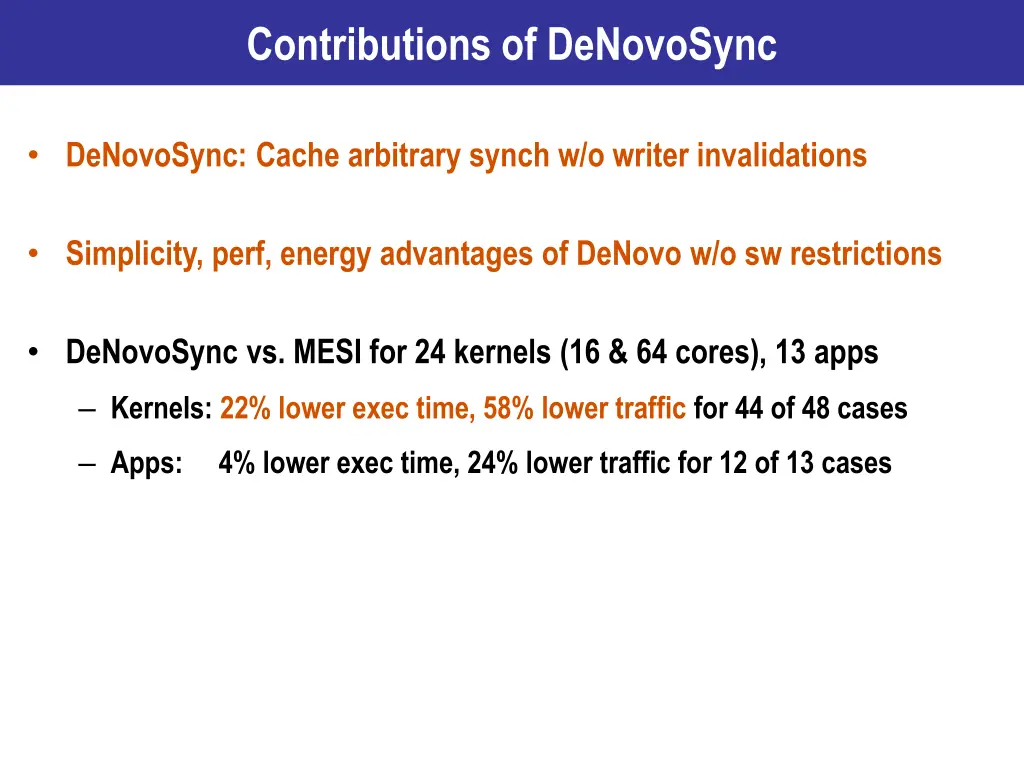 contributions of denovosync