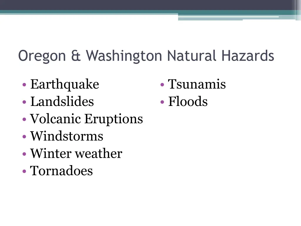 oregon washington natural hazards