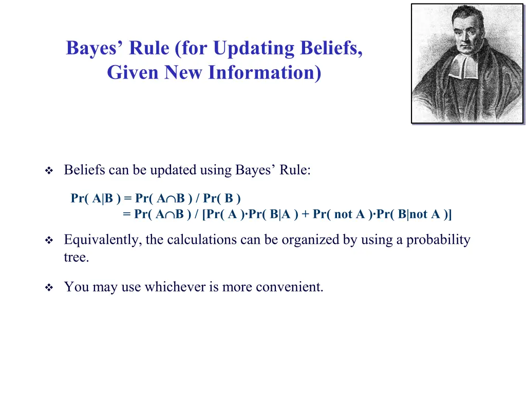 bayes rule for updating beliefs given