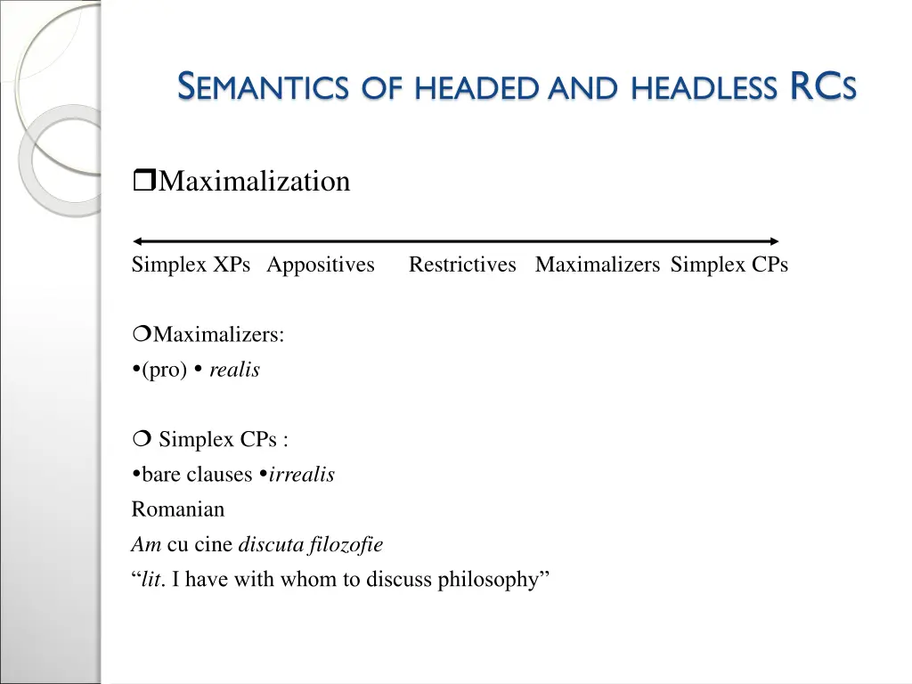 s emantics of headed and headless rc s 2