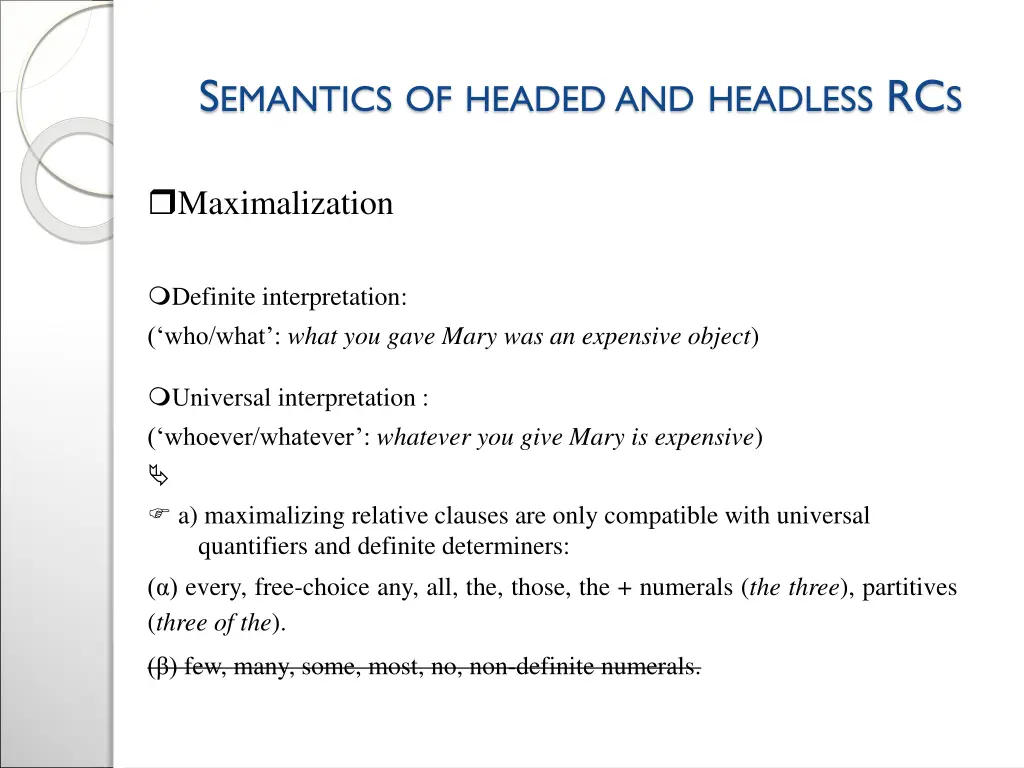 s emantics of headed and headless rc s 3