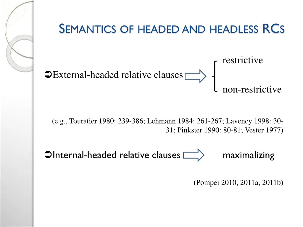 s emantics of headed and headless rc s