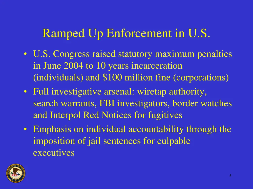 ramped up enforcement in u s