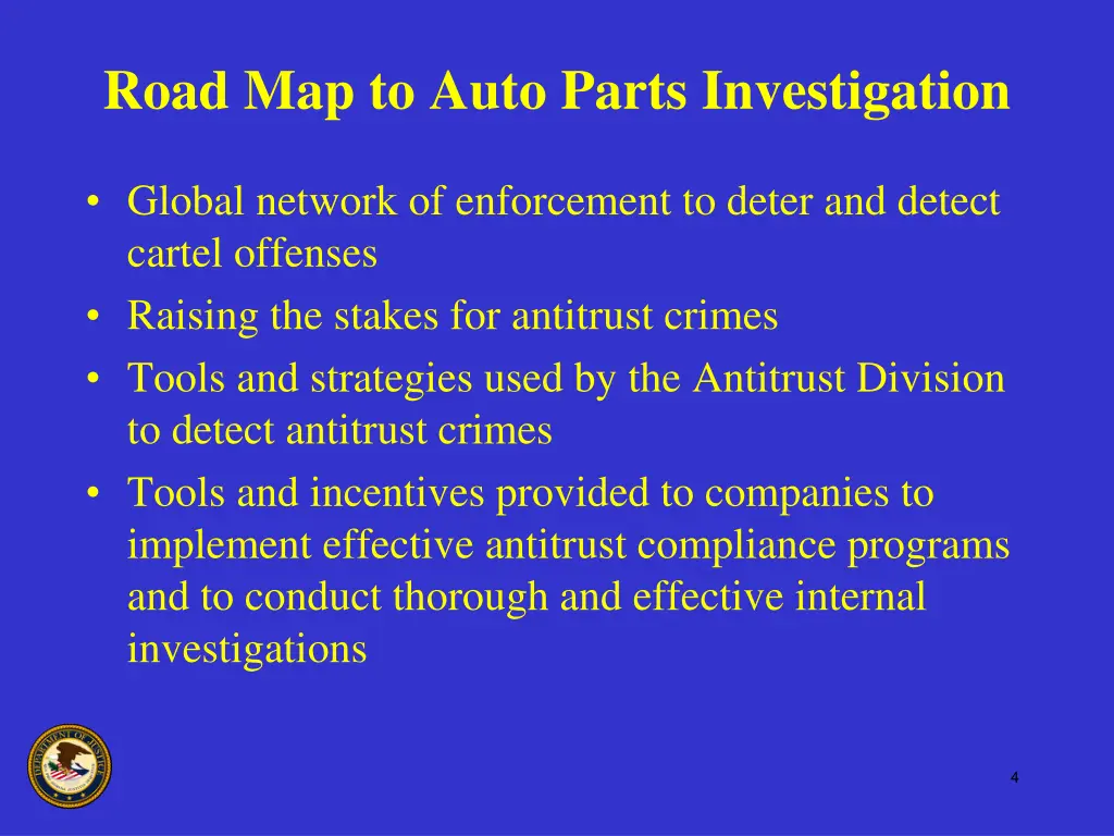 road map to auto parts investigation