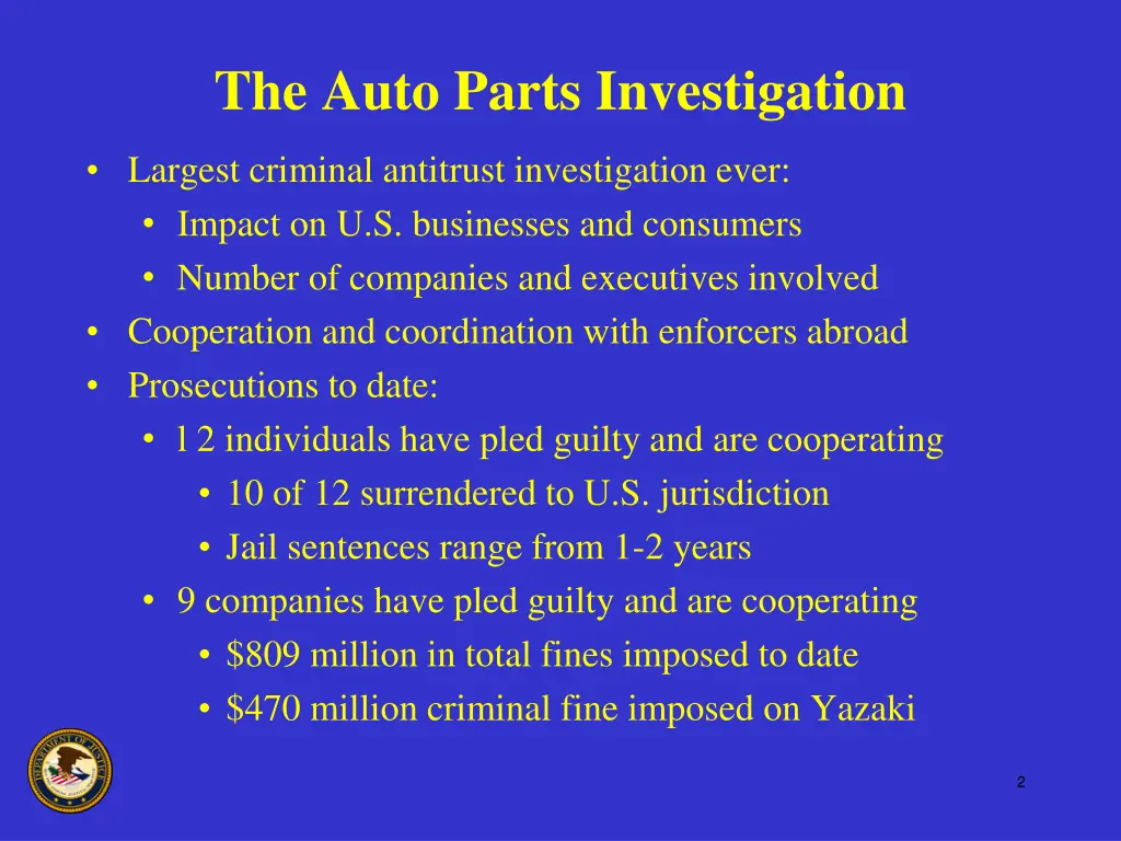 the auto parts investigation