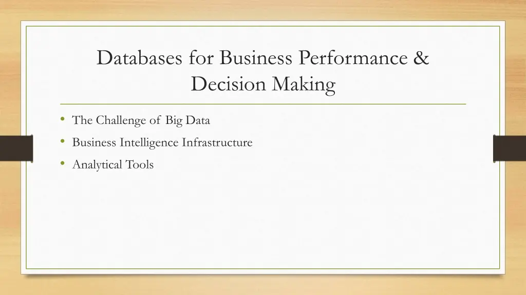 databases for business performance decision making