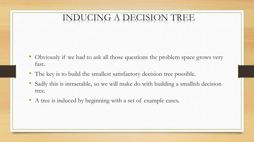 inducing a decision tree