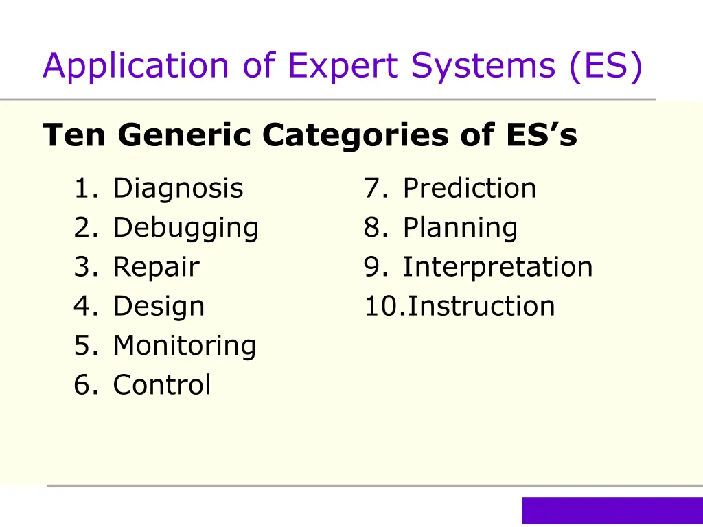 application of expert systems es