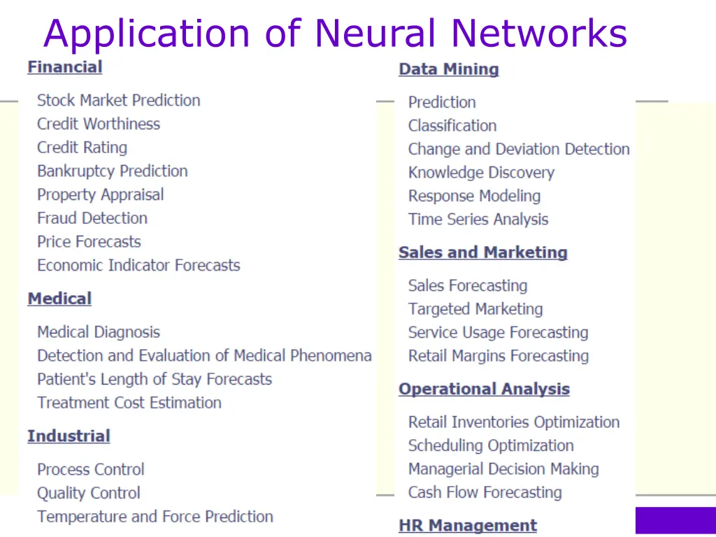 application of neural networks 1