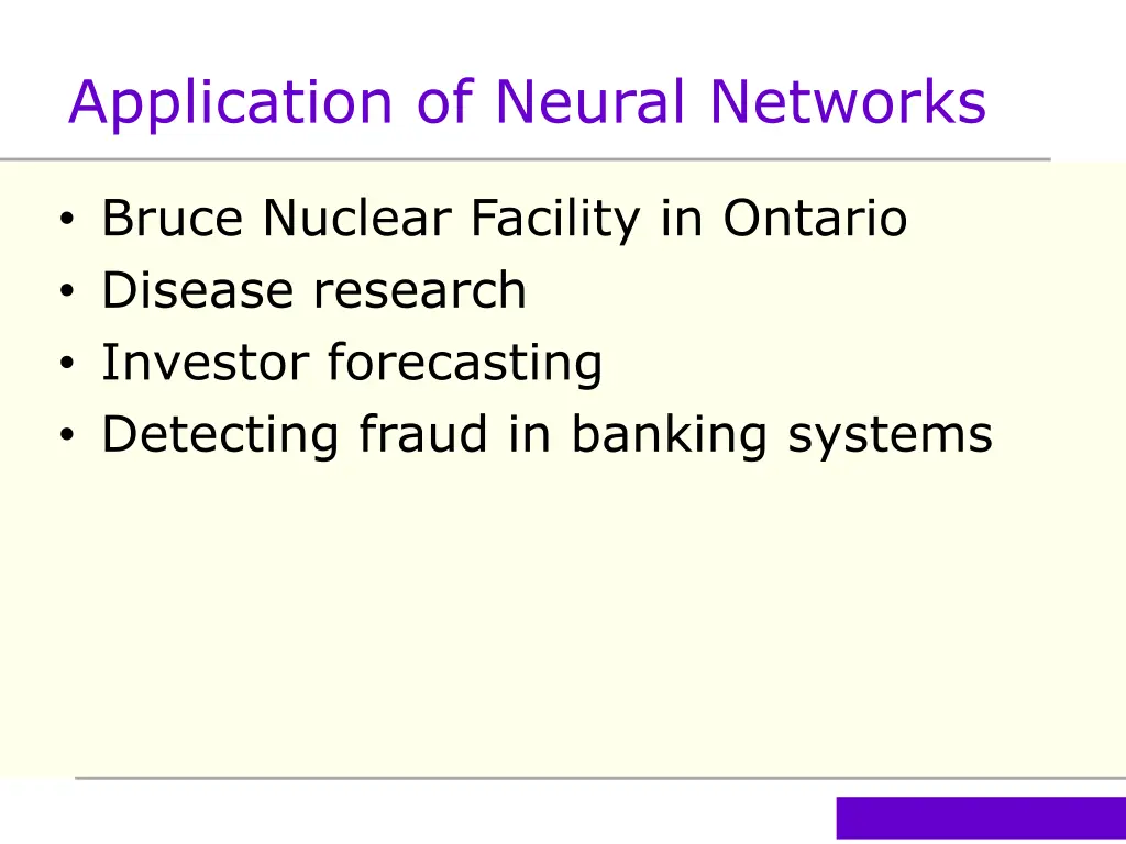 application of neural networks