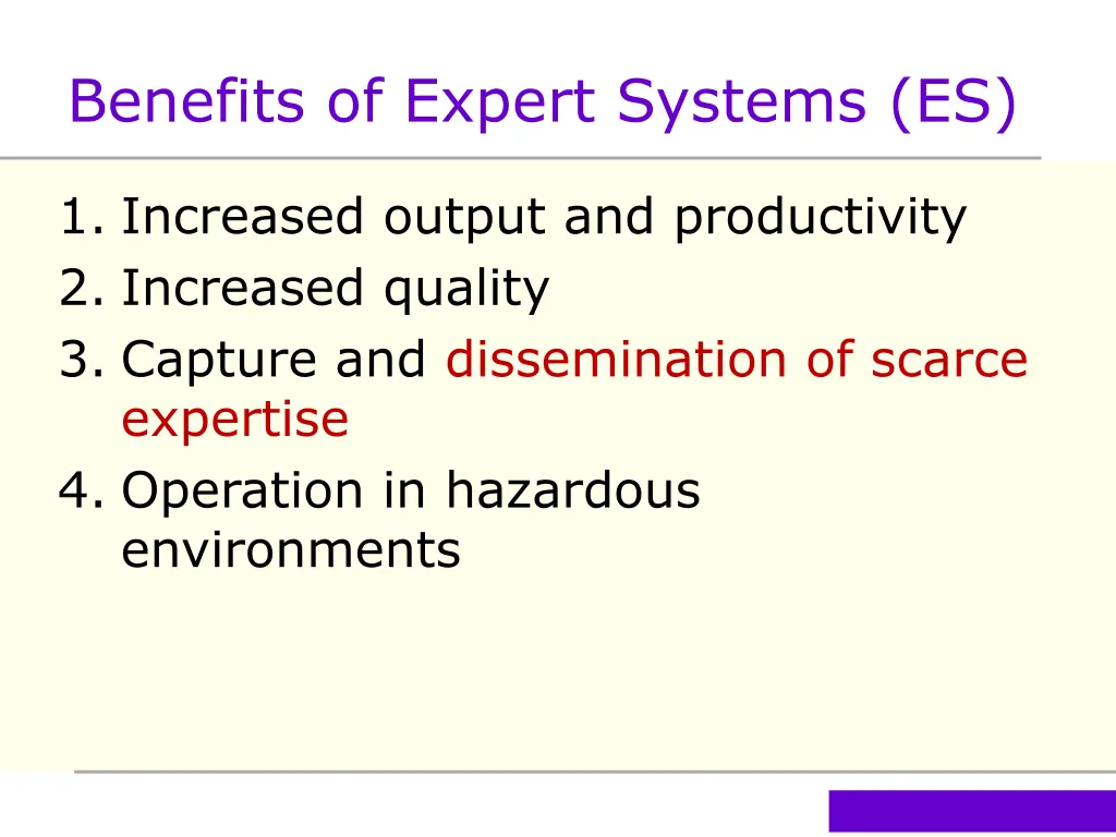 benefits of expert systems es