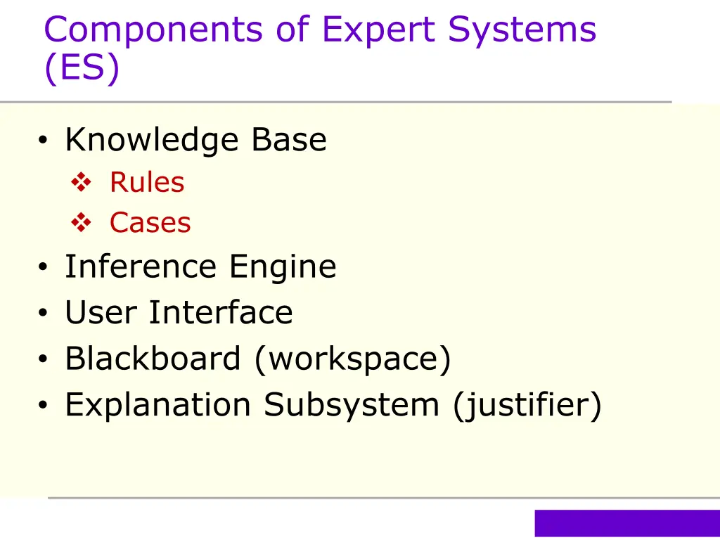 components of expert systems es