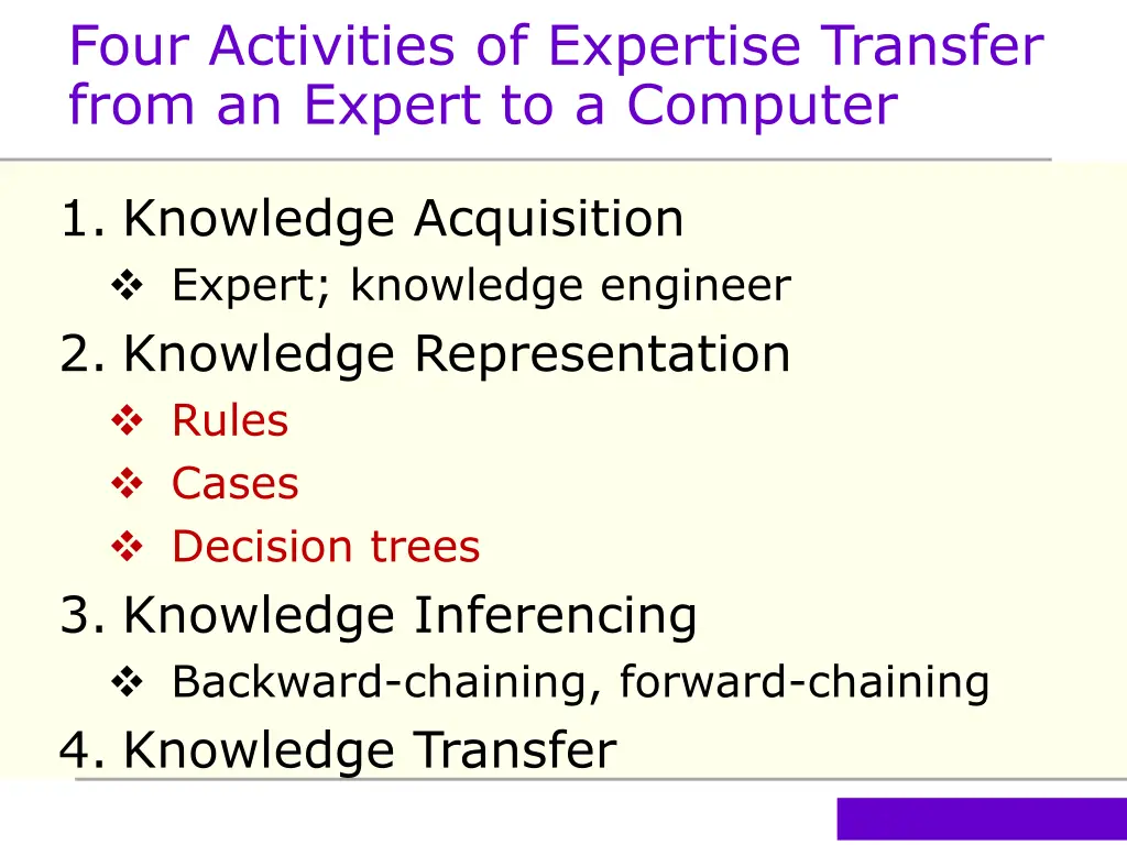 four activities of expertise transfer from