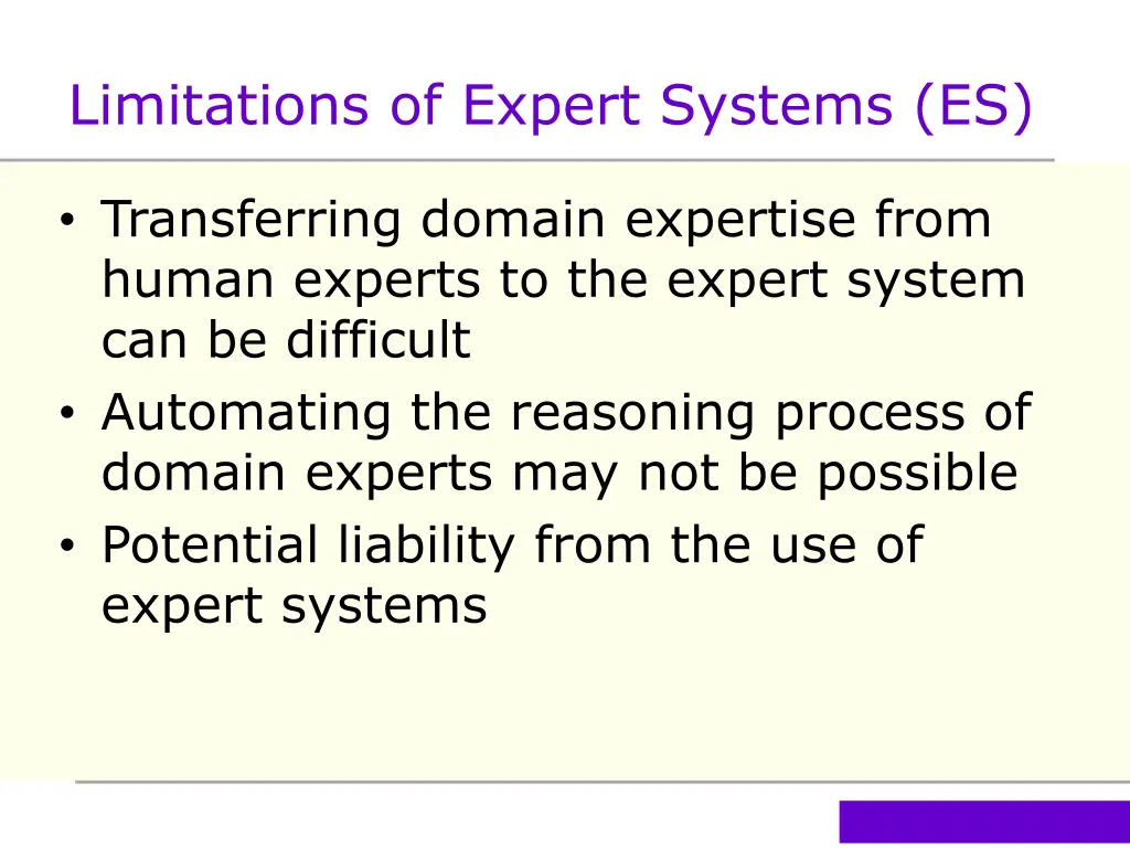 limitations of expert systems es