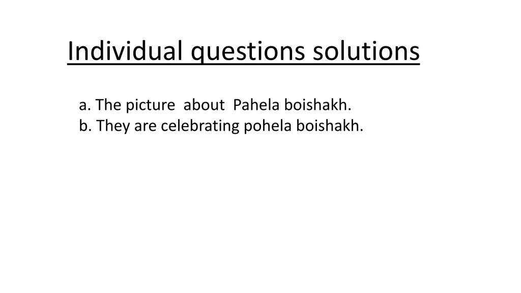 individual questions solutions