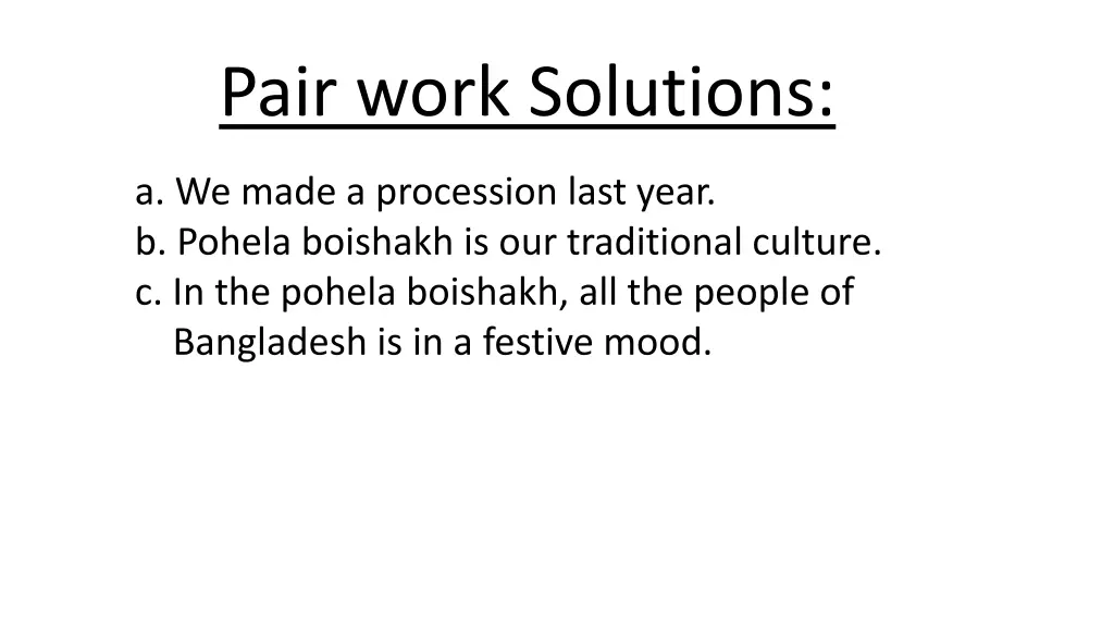 pair work solutions