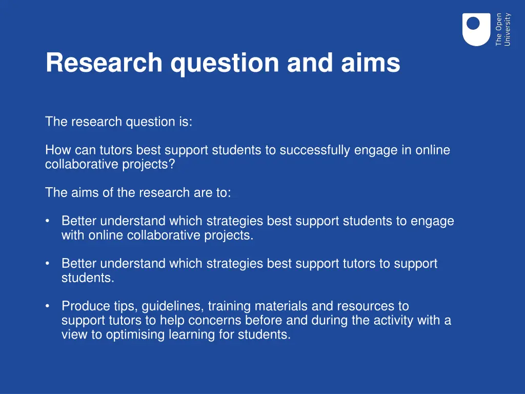 research question and aims