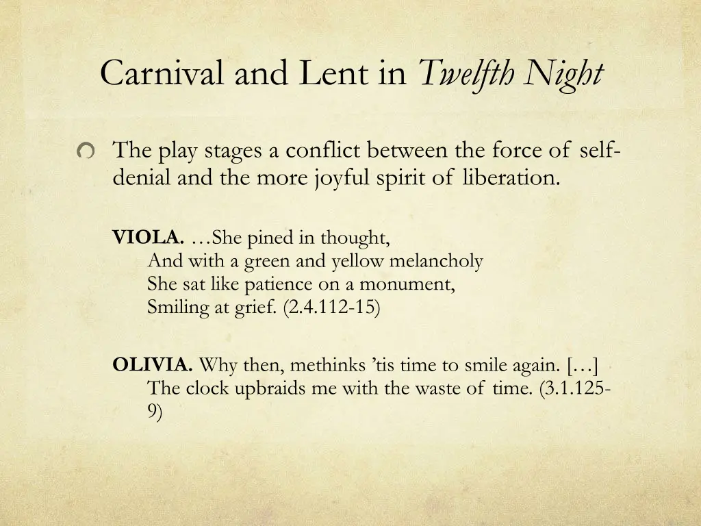 carnival and lent in twelfth night 1