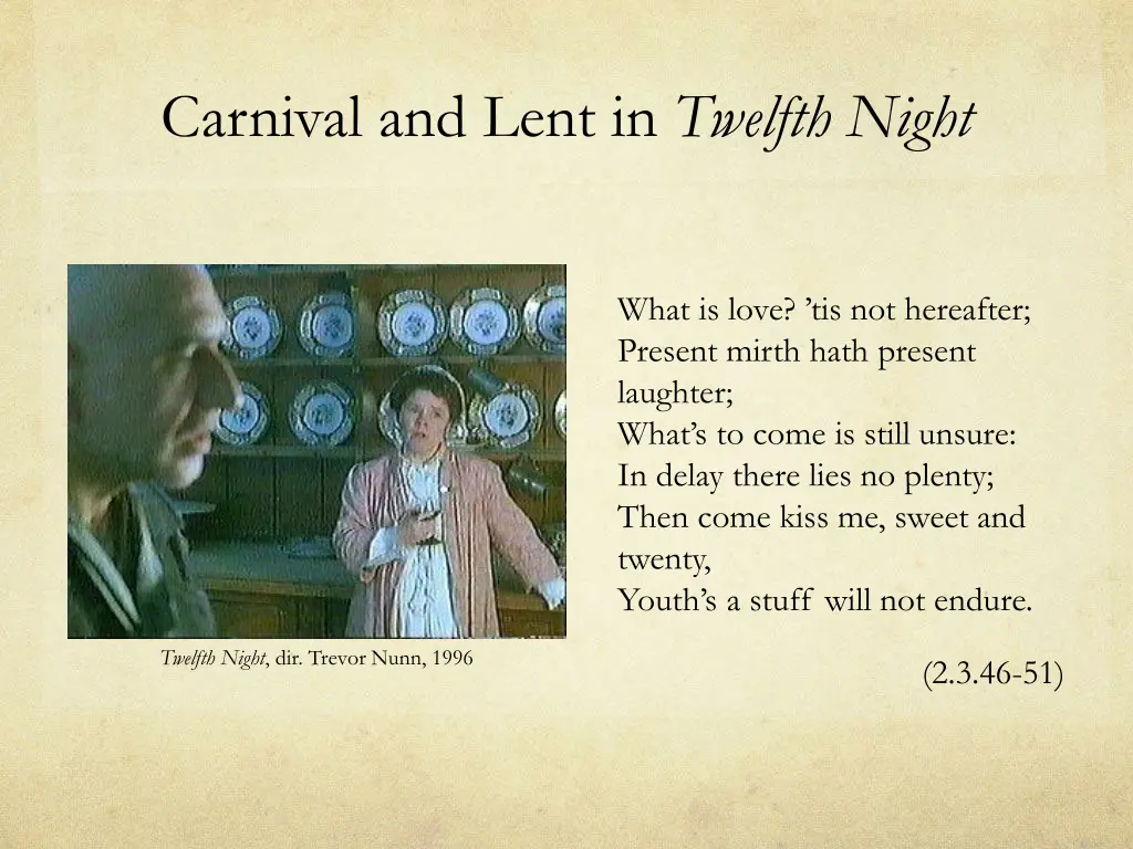 carnival and lent in twelfth night