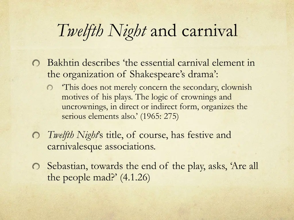 twelfth night and carnival