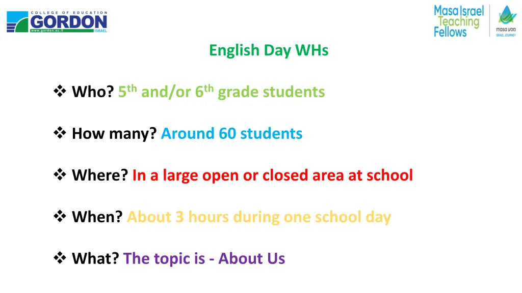 english day whs