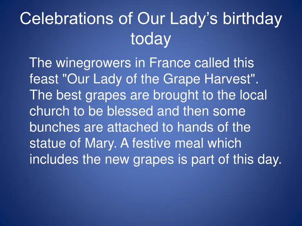 celebrations of our lady s birthday today