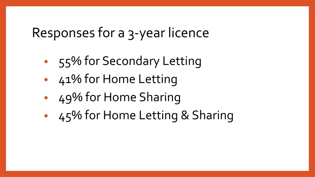 responses for a 3 year licence