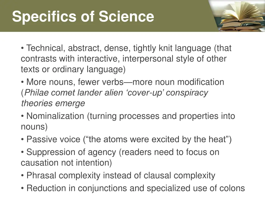 specifics of science