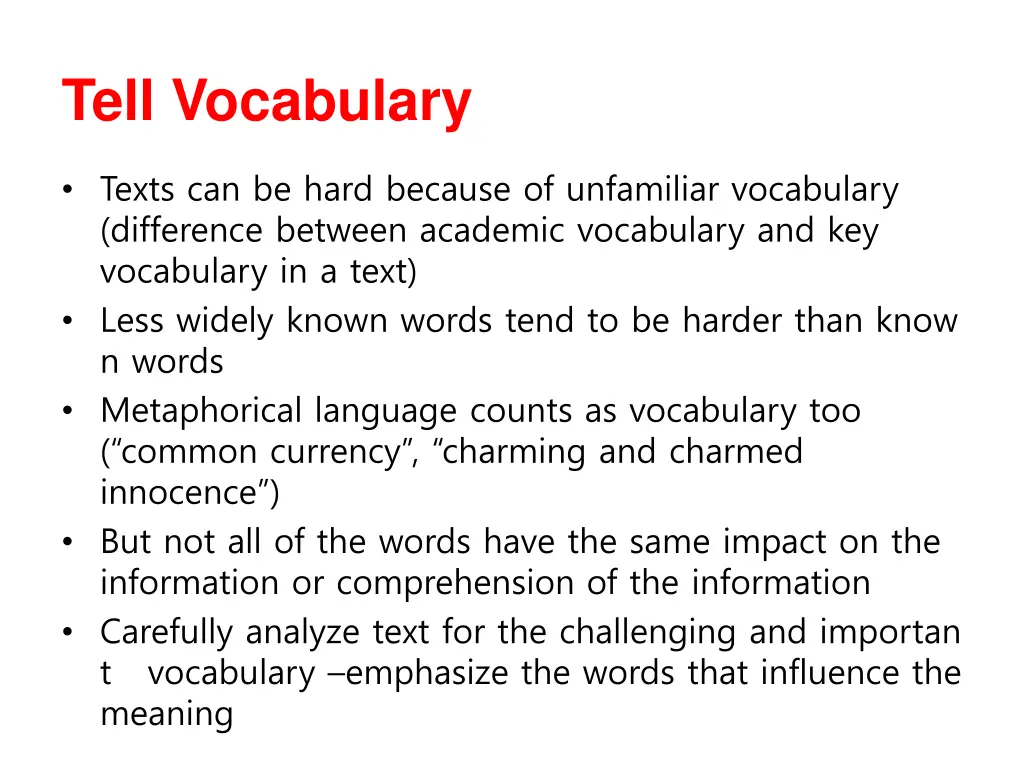 tell vocabulary