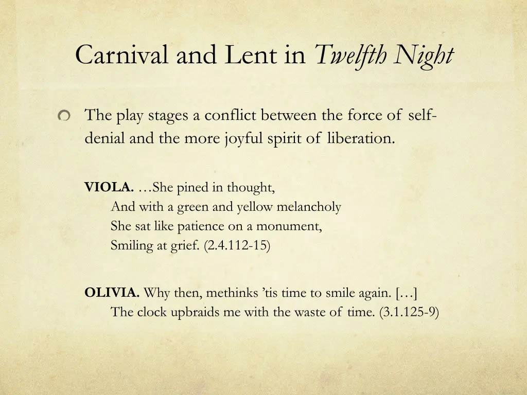 carnival and lent in twelfth night 1