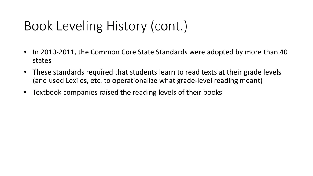 book leveling history cont 8