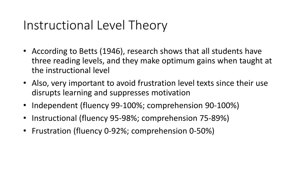 instructional level theory