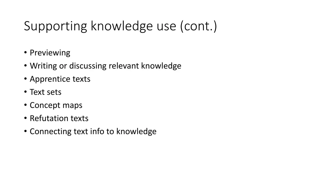 supporting knowledge use cont