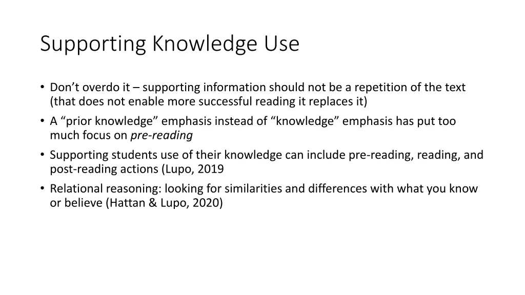 supporting knowledge use