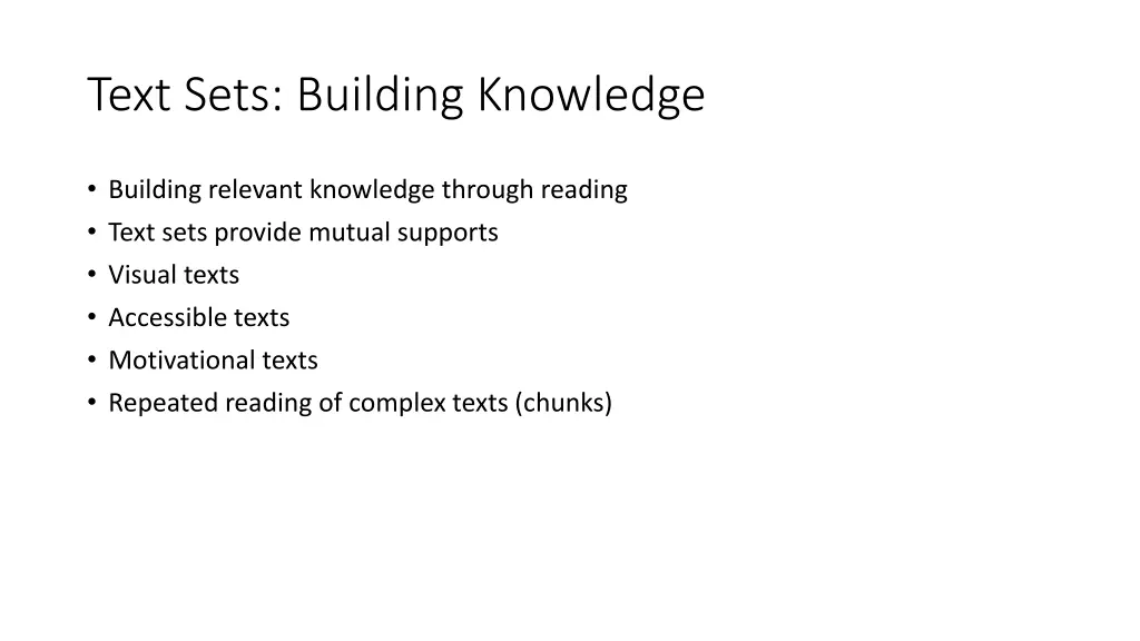 text sets building knowledge