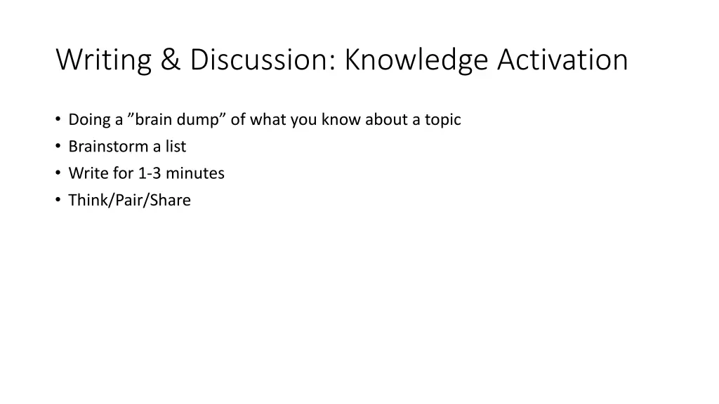 writing discussion knowledge activation