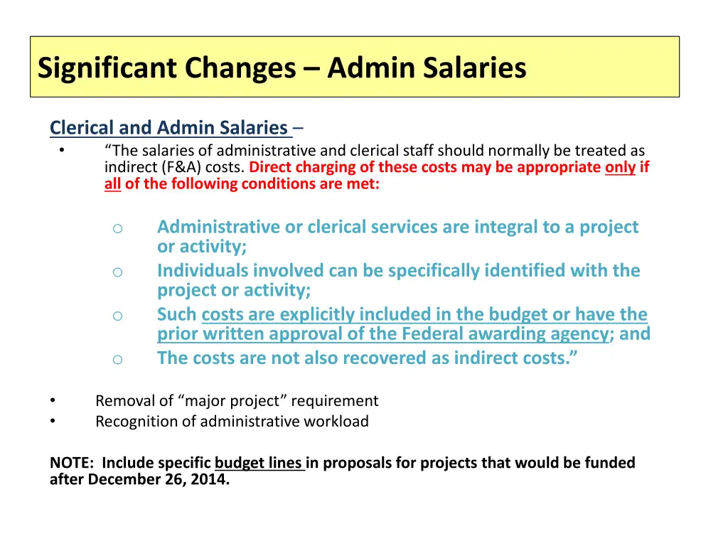 significant changes admin salaries