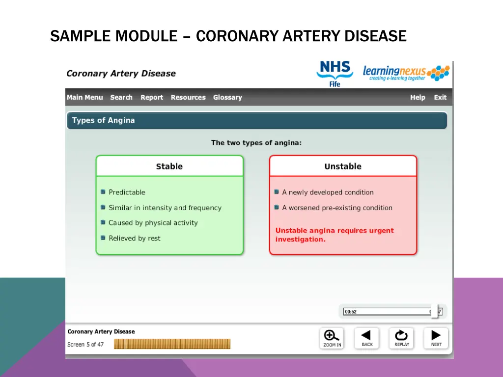 sample module coronary artery disease