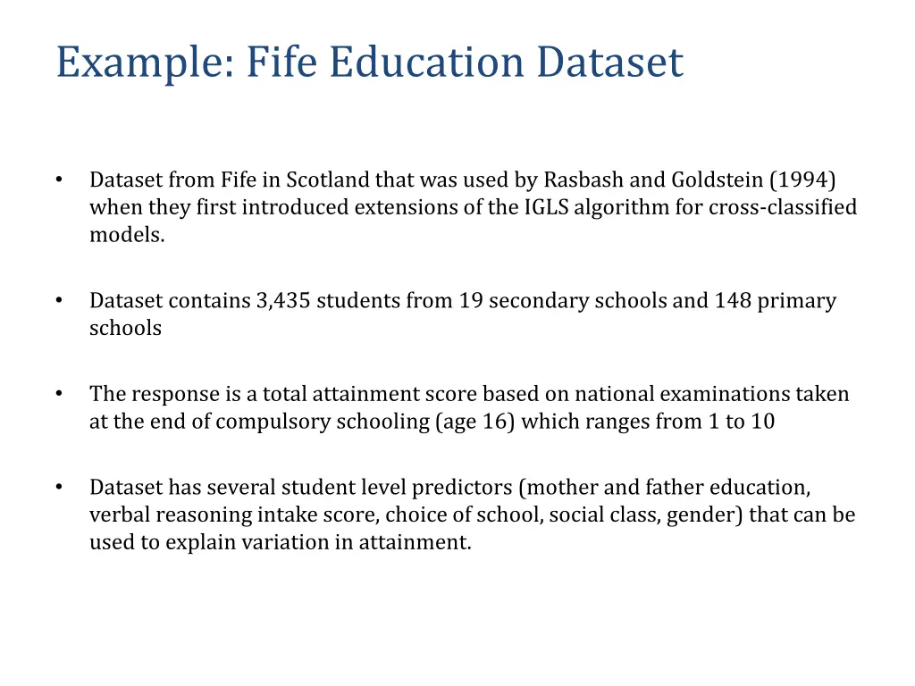 example fife education dataset