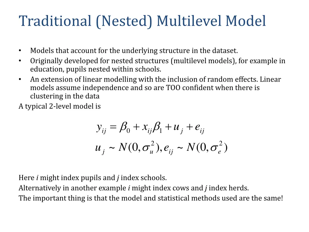 traditional nested multilevel model