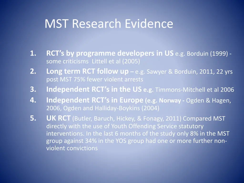 mst research evidence