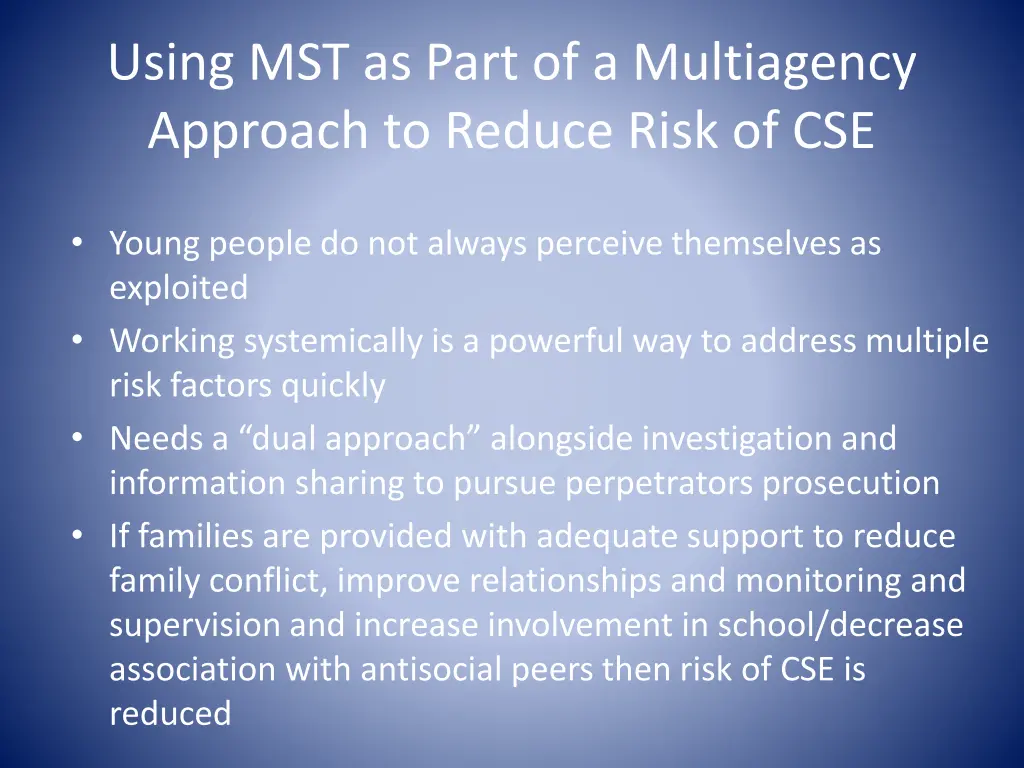 using mst as part of a multiagency approach