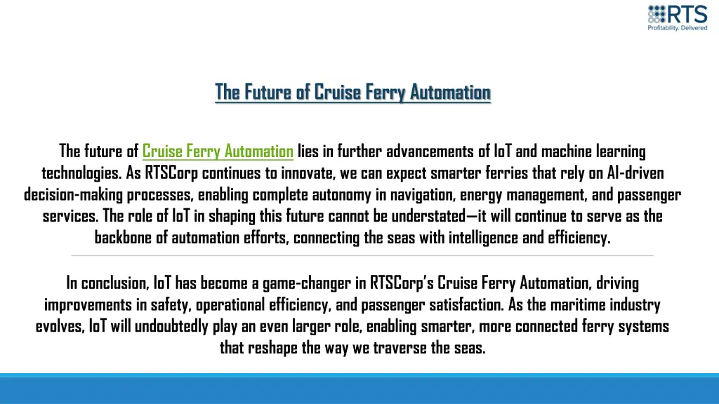 the future of cruise ferry automation