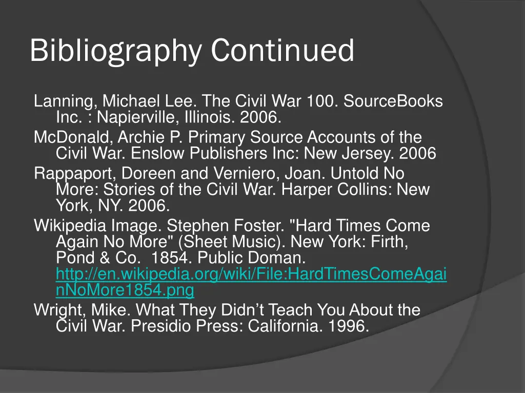 bibliography continued